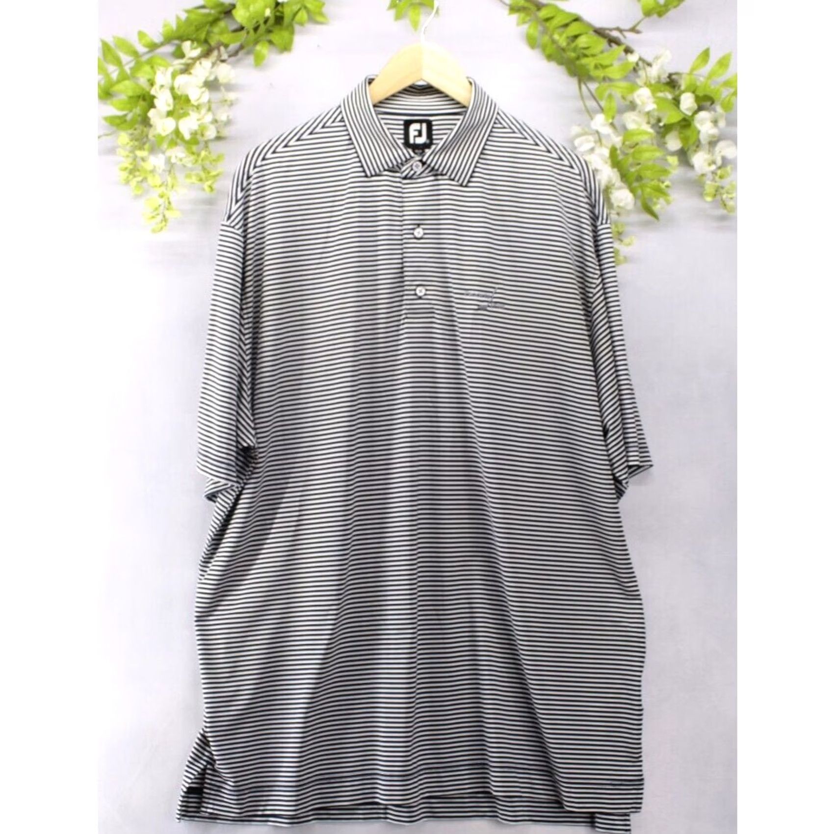 Footjoy FootJoy Polo Shirt Navy White Striped Short Sleeve XL Men Size US XL / EU 56 / 4 - 2 Thumbnail
