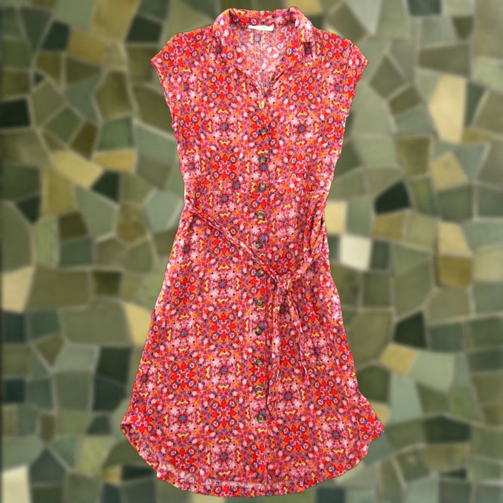 Pinko ELLISON Floral Button Down Midi Dress Large Pink Rayon Floral Button Down Pocket Midi Dress L Ellison Womens Size L / US 10 / IT 46 - 1 Thumbnail