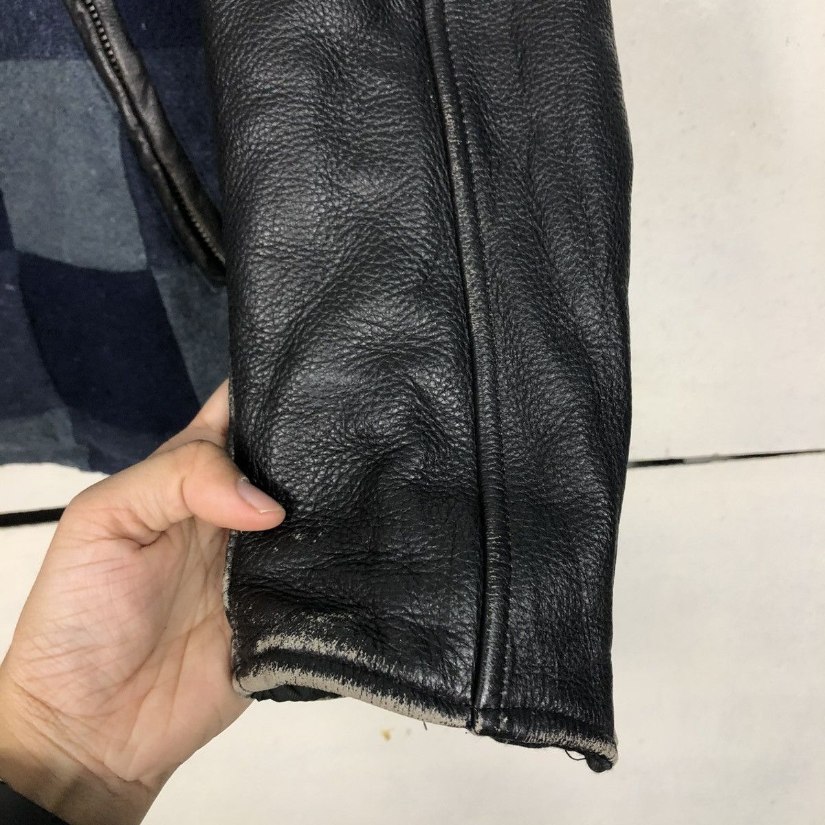 Vintage 🔥VINTAGE CAFE RACER LEATHER JACKET TK JAPAN TARTAN DESIGN Size US M / EU 48-50 / 2 - 17 Thumbnail