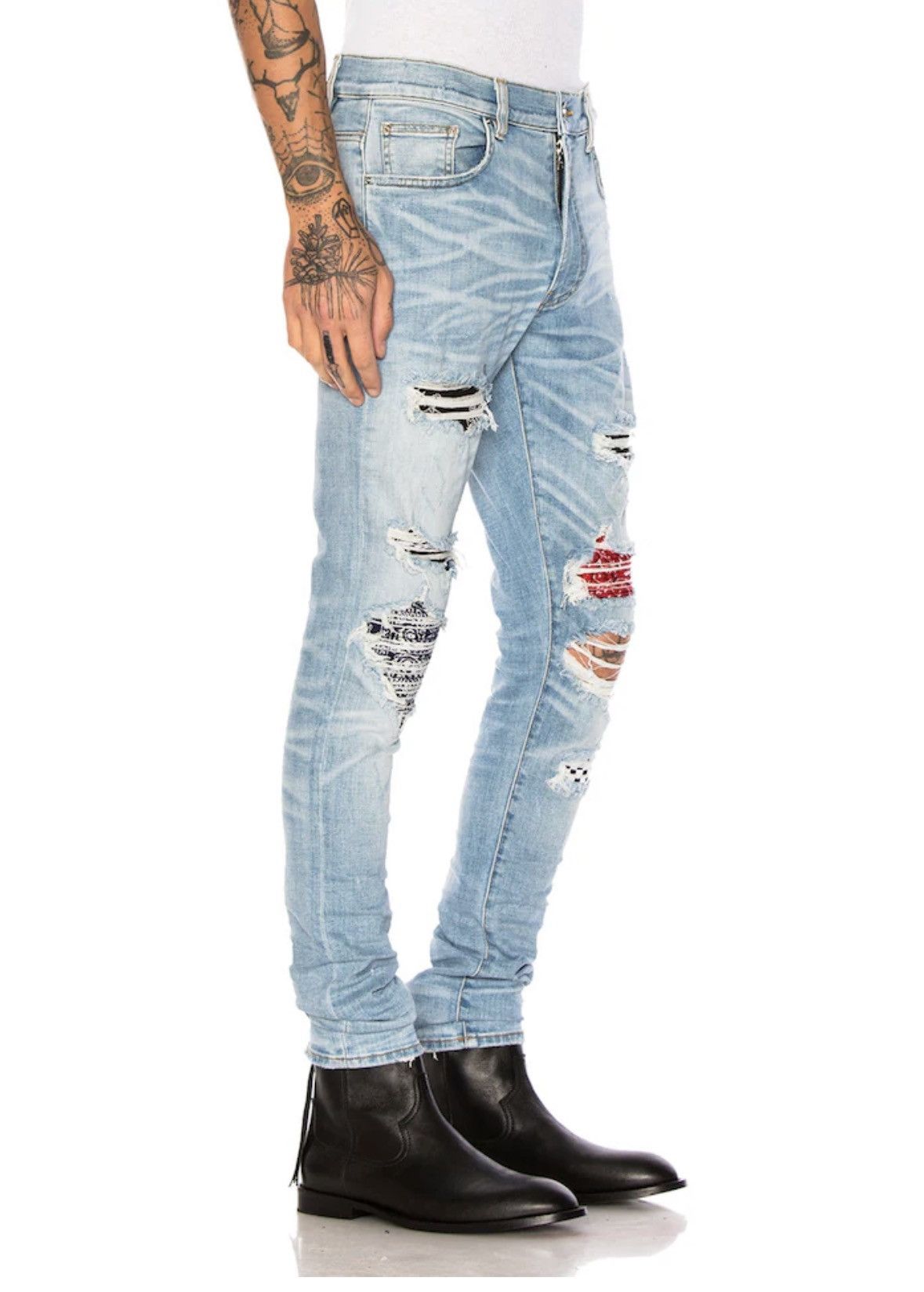 Amiri AMIRI Bandana Art Patch Skinny Denim Jeans Rosebowl Size 34 Size US 34 / EU 50 - 10 Thumbnail