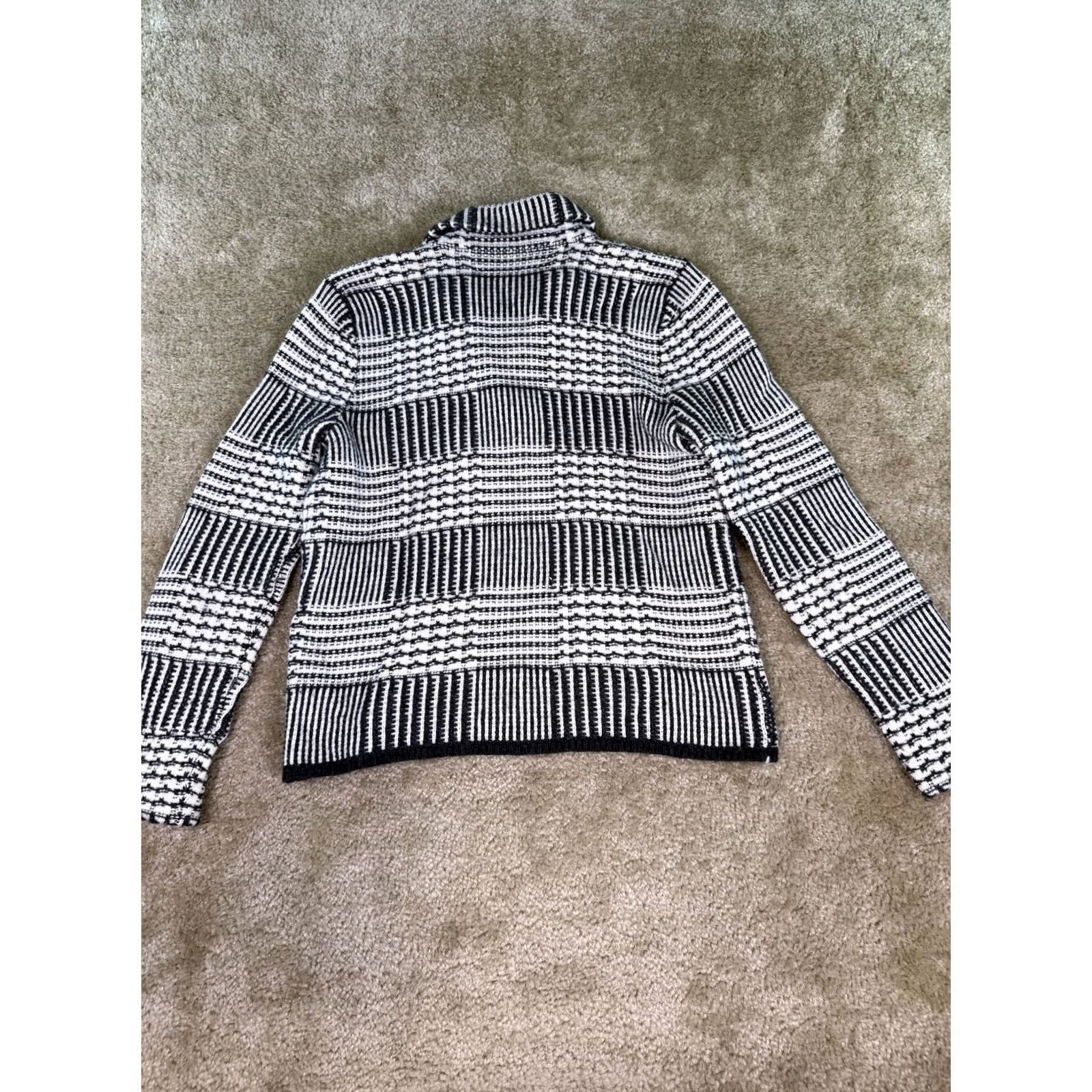 Loft VINTAGE Ann Taylor LOFT Sweater Black White Cable Rabbit Wool Blend Blazer Size S Size S / US 4 / IT 40 - 6 Thumbnail