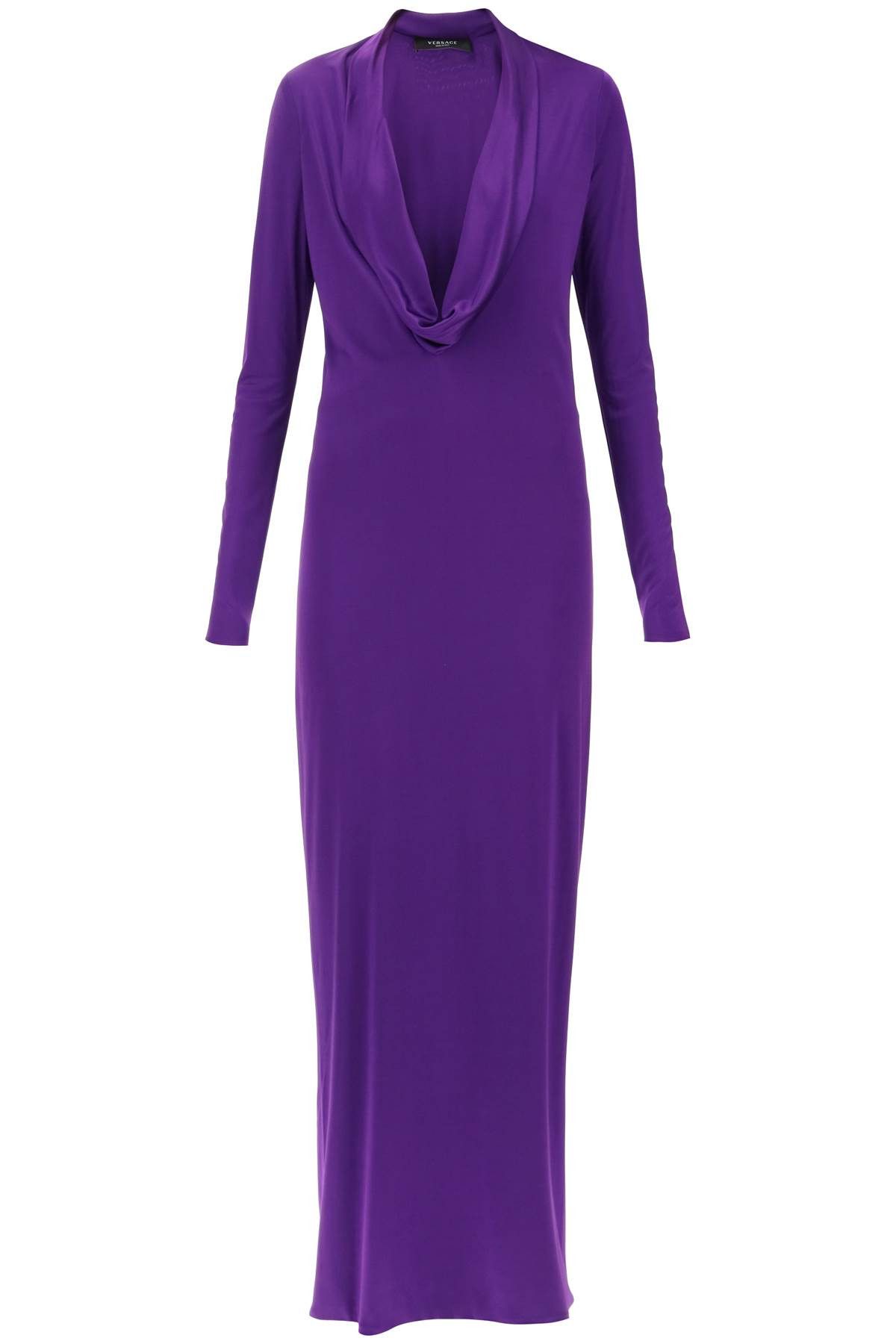 image of Versace Cowl Neck Maxi Dress in Viola, Women's (Size Medium)