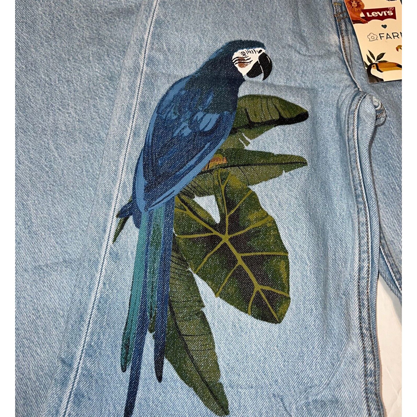 Levi's New Levi’s X Farm High Loose Women’s Jeans Parrot Size 23X31 Size 23" - 3 Thumbnail