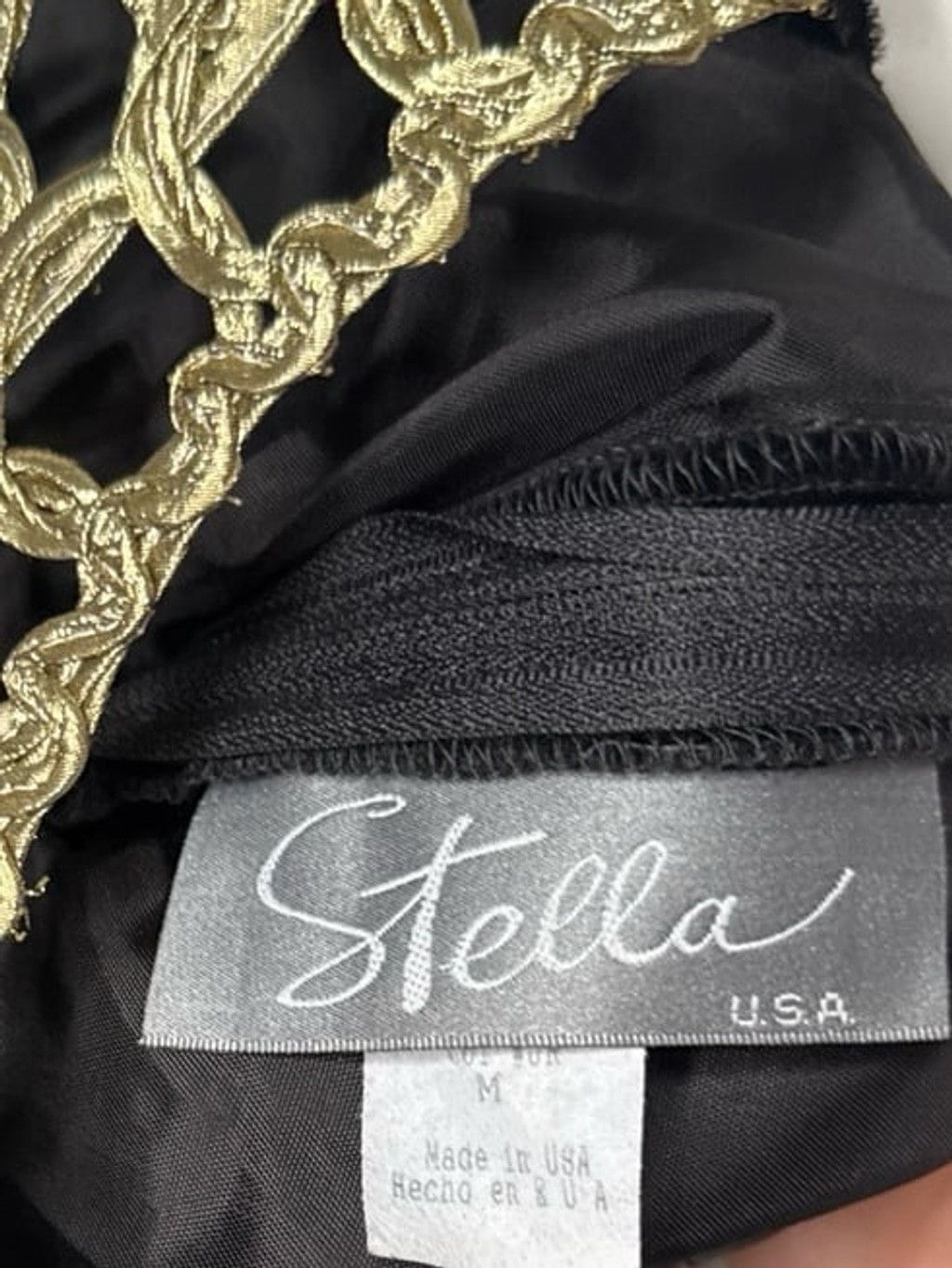 The Unbranded Brand Stella 100% VELVET black gold design neck line dress sz Med Size M / US 6-8 / IT 42-44 - 8 Thumbnail
