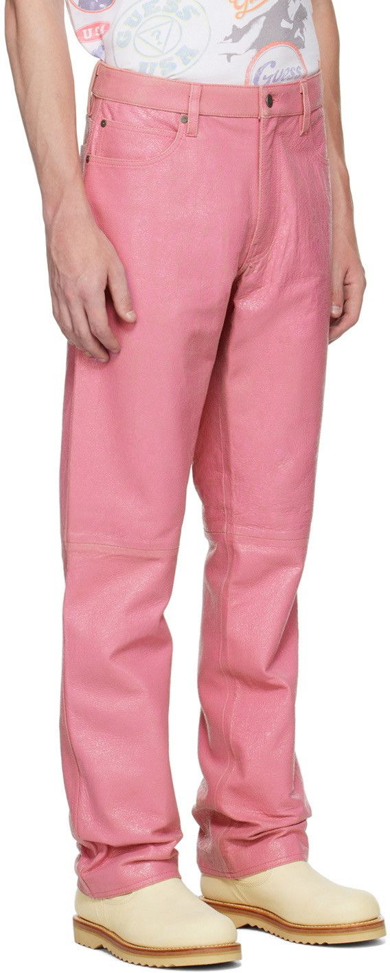 Guess GUESS USA Pink Cracked Leather Pants Size US 32 / EU 48 - 1 Thumbnail
