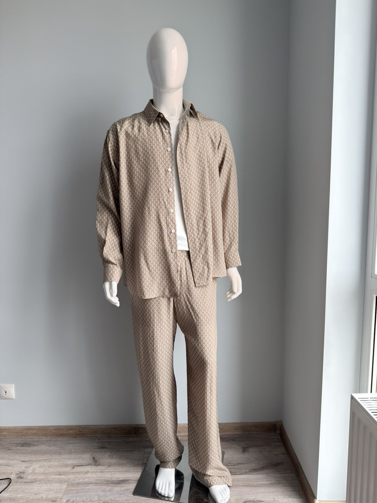 Dior Dior Oblique 100% Silk Set Monogram Beige Pants + Shirt Size US L / EU 52-54 / 3 - 4 Thumbnail