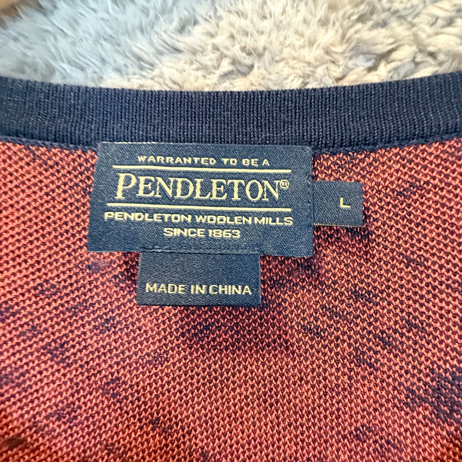 Pendleton Pendleton Silk Button Down Cardigan L Coral Red Orange Blue Size L / US 10 / IT 46 - 8 Thumbnail
