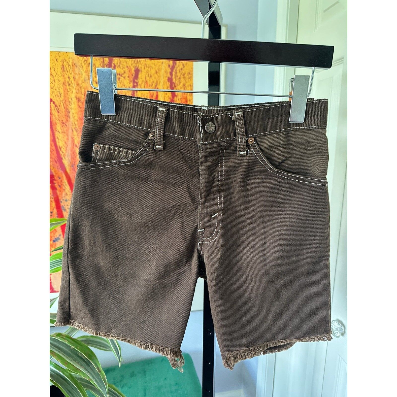 Levi's Rare 60s Levi's Big E White Tab Brown Cut-Off Short USA Selv Size US 28 / EU 44 - 2 Thumbnail