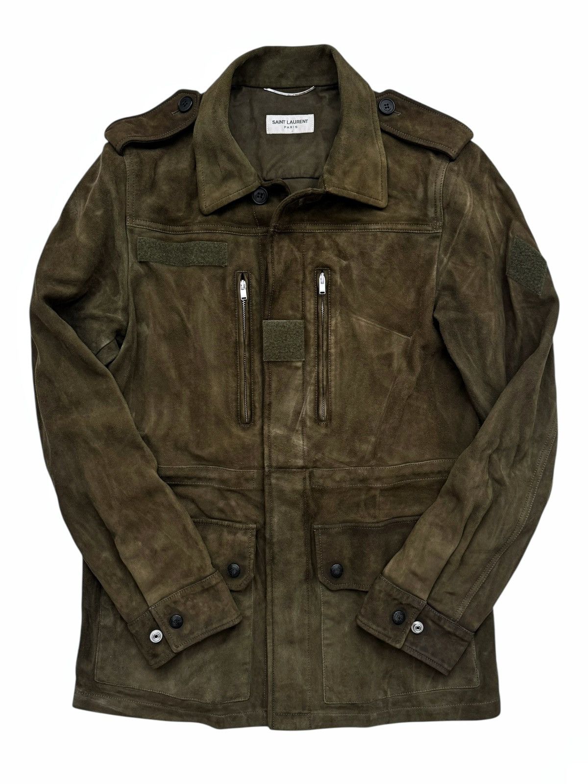 Saint Laurent Paris 2016 Hedi Era Goat Leather Military Army Jacket Size US M / EU 48-50 / 2 - 1 Thumbnail