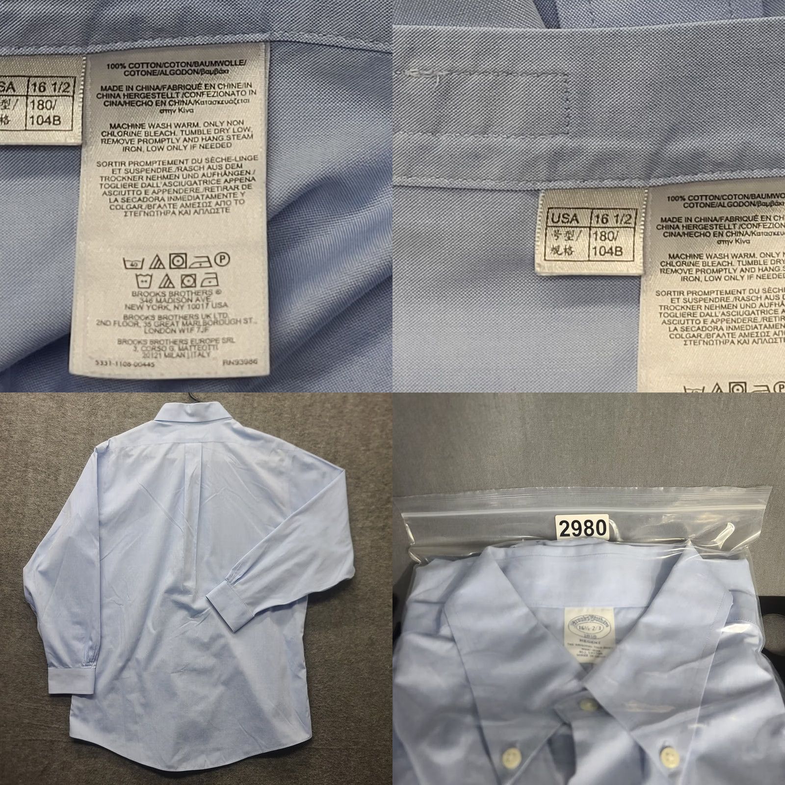Brooks Brothers Brooks Brothers Shirt Mens 16 1/2 - 2/3 Regent Tailored Fit Non Iron Dress Blue Size 42R - 8 Thumbnail
