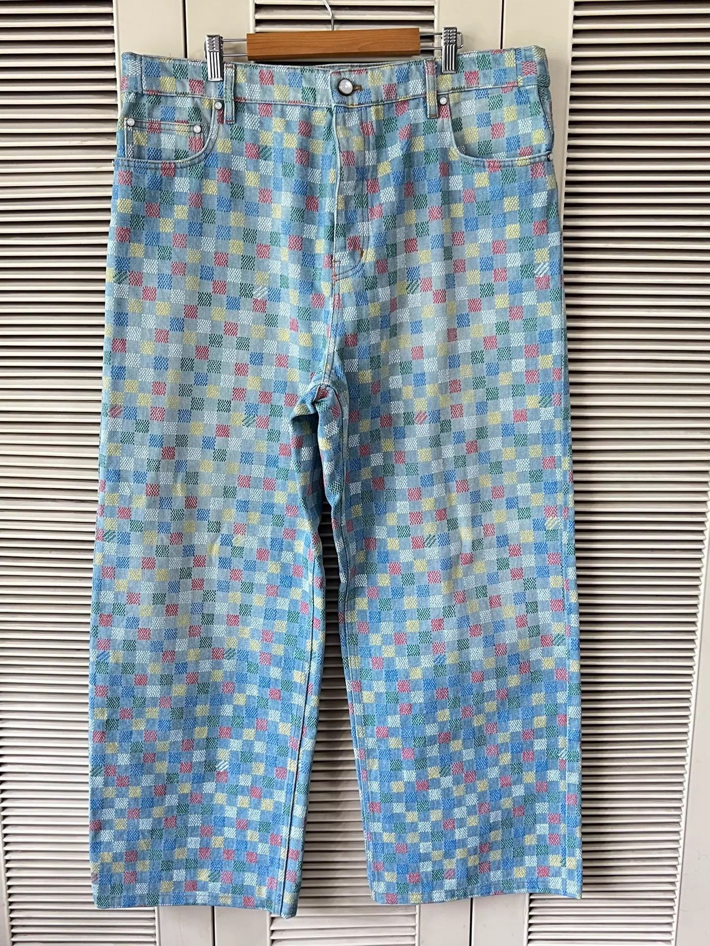 Louis Vuitton Louis Vuitton Color Block Check Jeans 36 (Mint) Size 26" / US 2 / IT 38 - 1 Thumbnail