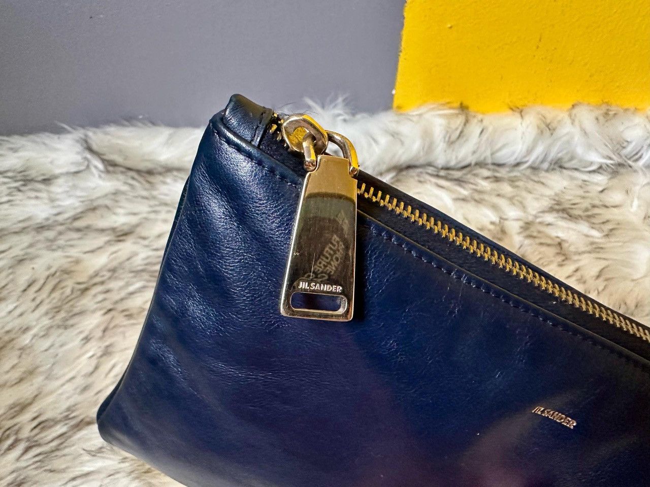Jil Sander Authentic Jil Sander Navy Blue Leather Clutch Bag Size ONE SIZE - 6 Thumbnail