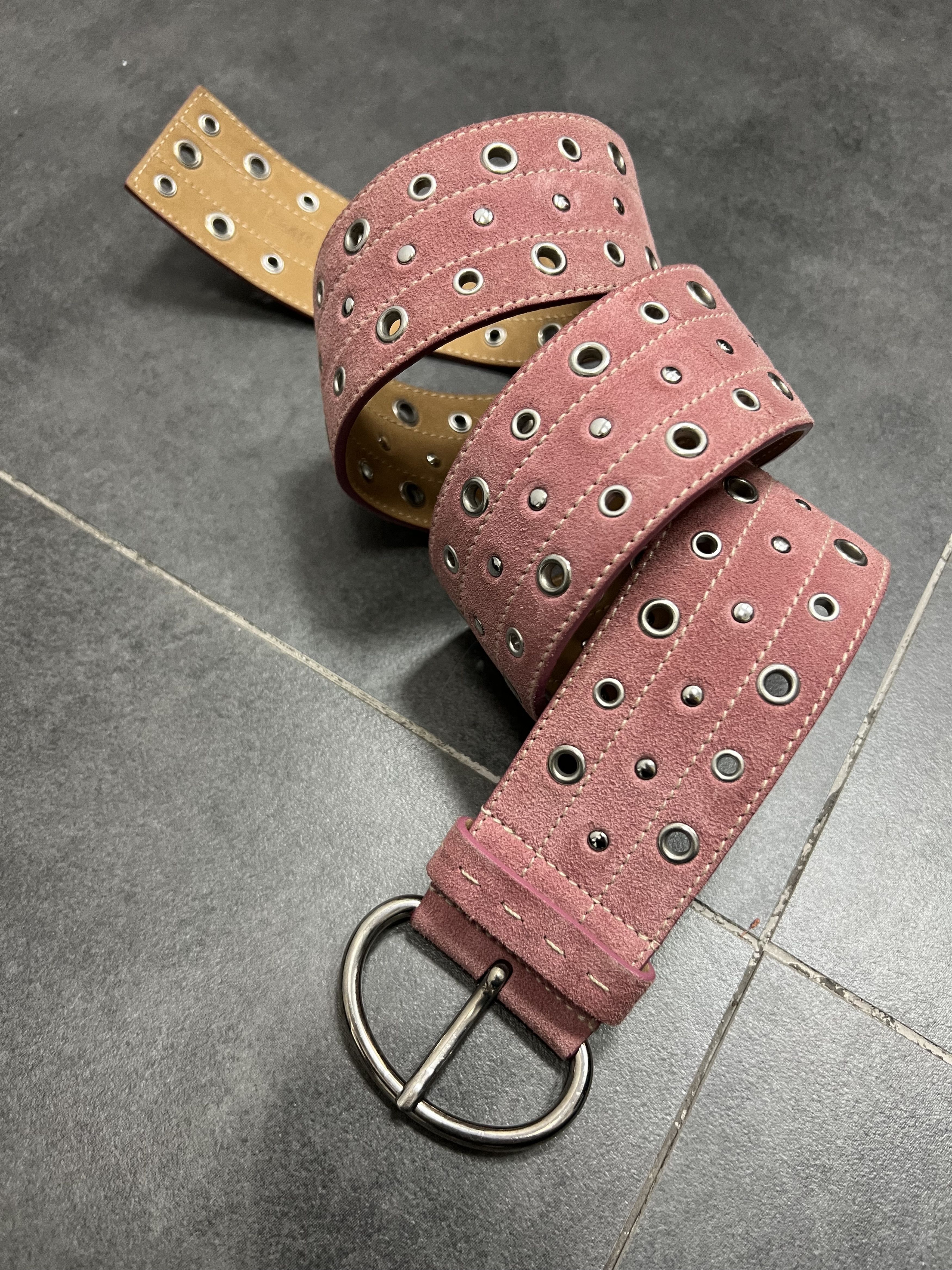 Prada Prada pink suede y2k Leather Belt Size ONE SIZE - 2 Thumbnail