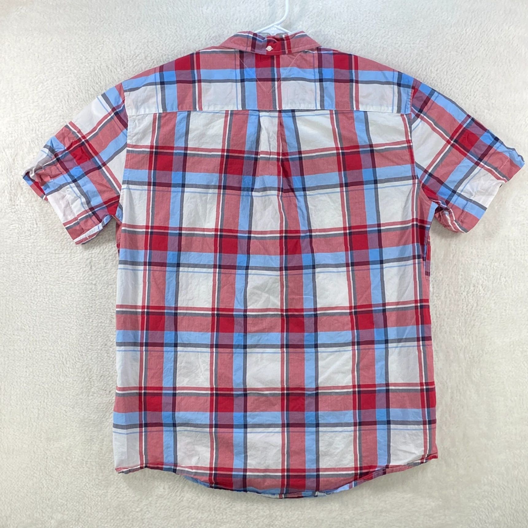 Tommy Hilfiger Tommy Hilfiger Mens Shirt XL Plaid Red Blue White Button Up Short Sleeve Size US XL / EU 56 / 4 - 2 Thumbnail