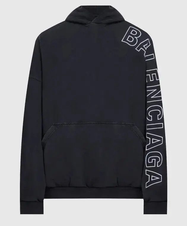 Balenciaga o1bcso1str1224 Outline Hoodie Oversized in Black Size US XL / EU 56 / 4 - 1 Thumbnail
