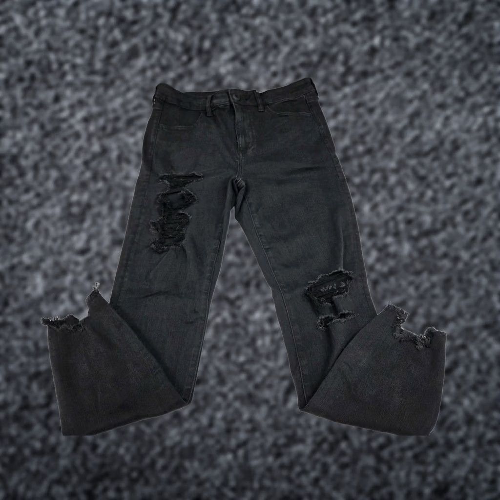 American Eagle Outfitters NWT American Eagle Womens High Rise Jegging Shorts Distressed Stretch Black 12 Short Size 34" / US 12 / IT 48 - 1 Thumbnail