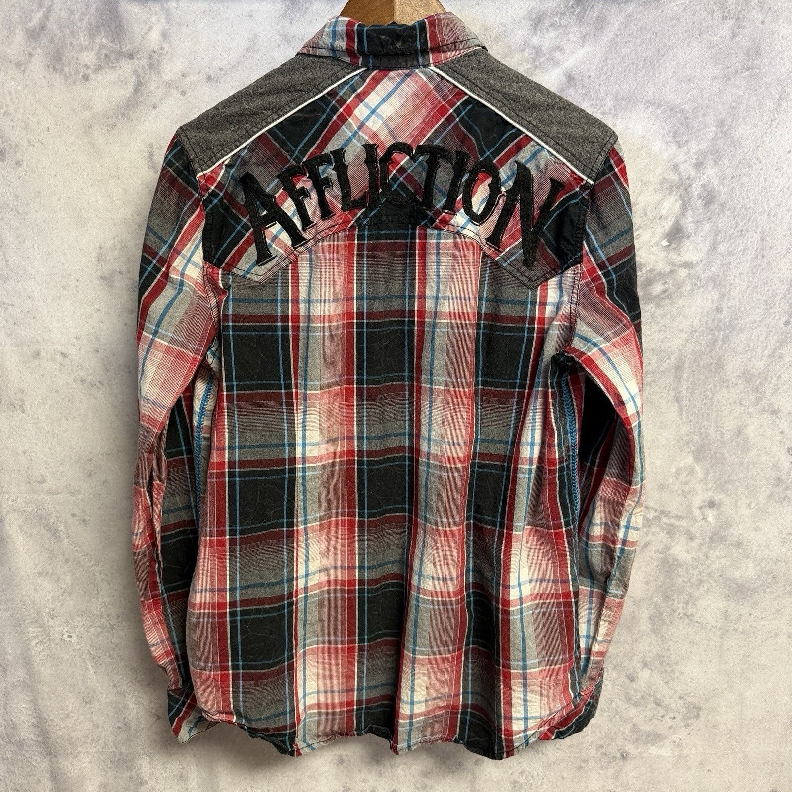 Affliction Affliction Button Up Shirt Mens Medium Red Plaid Long Sleeve Size US M / EU 48-50 / 2 - 2 Thumbnail