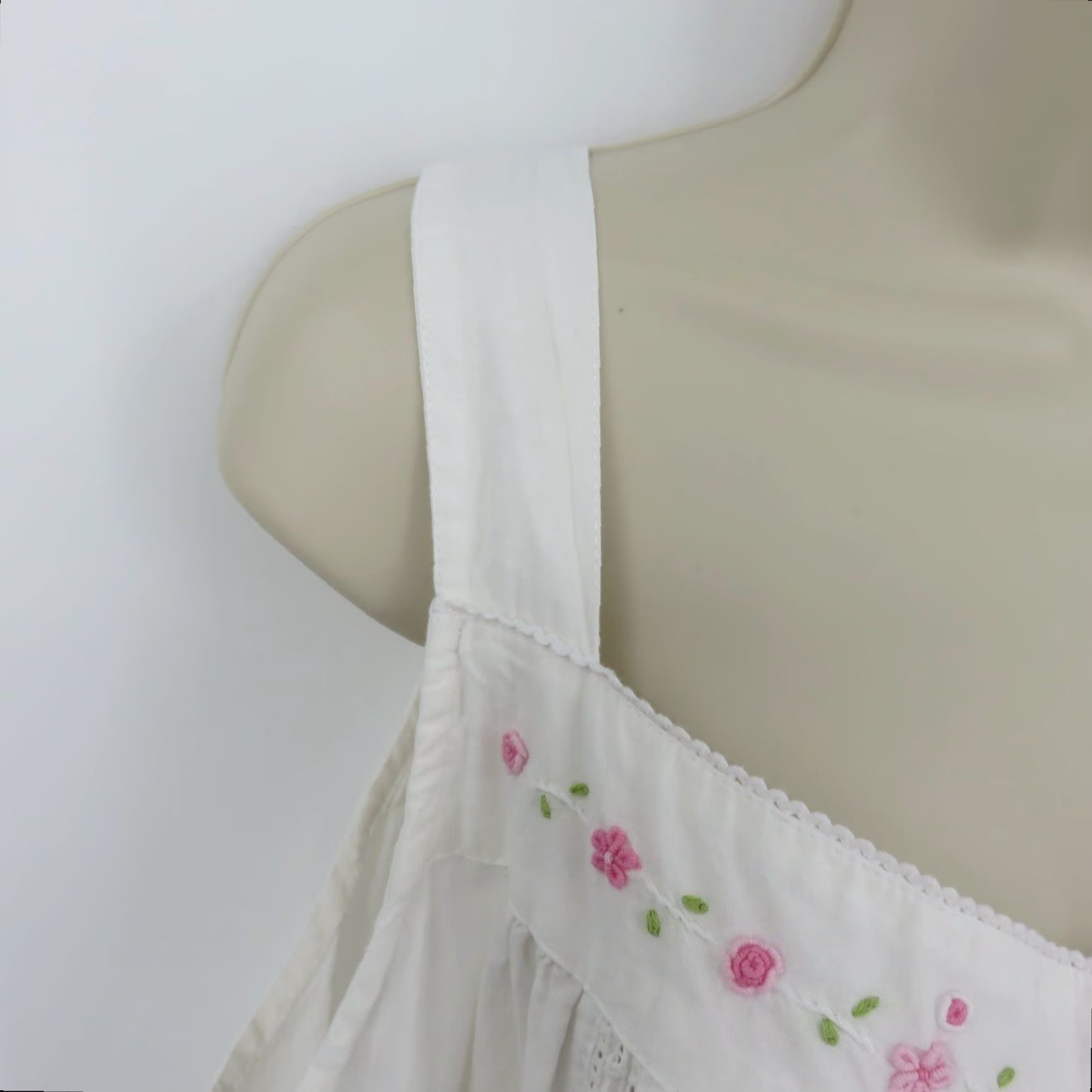 Pinko The 1 For U Gown Women 3XL XXXL White Pink Embroidered Eyelet Floral Sleeveless Nightgown Size ONE SIZE - 3 Thumbnail