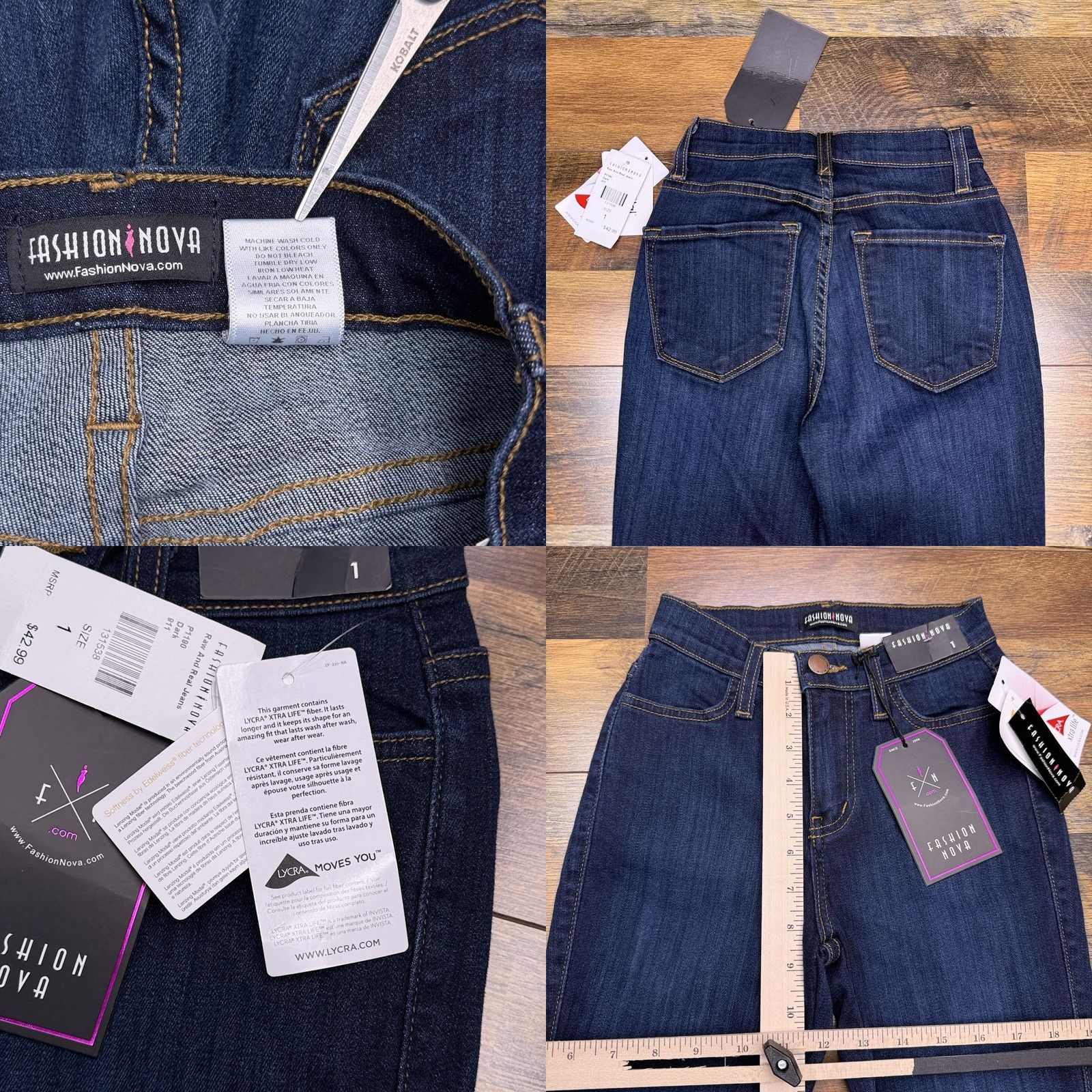 Fashion Nova Fashion Nova Skinny Jeans Juniors 1 Distressed Mid Rise Stretch Jeans Blue City USA 5-Pocket Denim Cotton Blend Slim Womens N/A Size 25" / US 0 / IT 36 - 8 Thumbnail