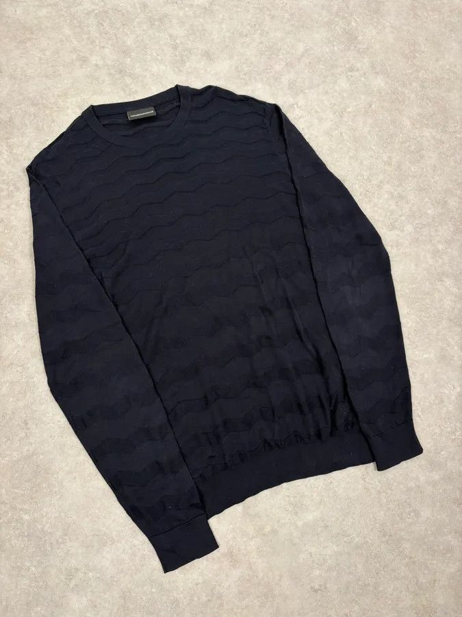 Emporio Armani AW2019 Emporio Armani Navy Zigzag Classy Sweater Size US M / EU 48-50 / 2 - 4 Thumbnail