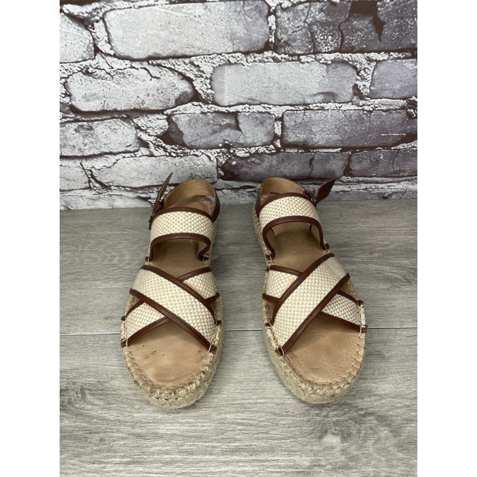 Madewell Madewell Julie Beige Brown Espadrille Slingback Strap Sandal Size US 7.5 / IT 37.5 - 16 Thumbnail