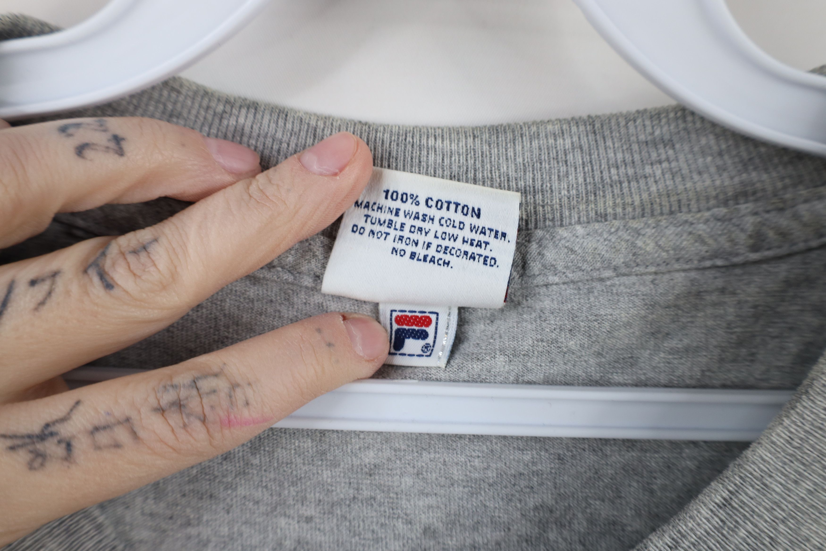Fila × Vintage Vintage 90s Fila Spell Center Logo T-Shirt Heather Gray USA Size US XL / EU 56 / 4 - 10 Thumbnail