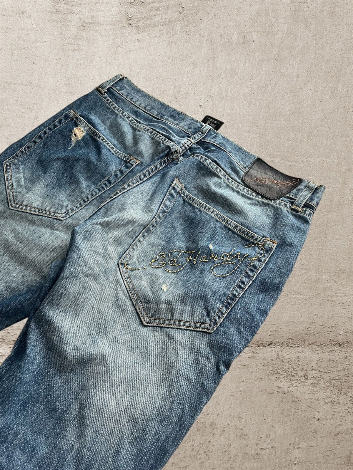 Christian Audigier × Ed Hardy Ed hardy blue straight jeans vintage distressed rare y2k Size US 36 / EU 52 - 1 Thumbnail