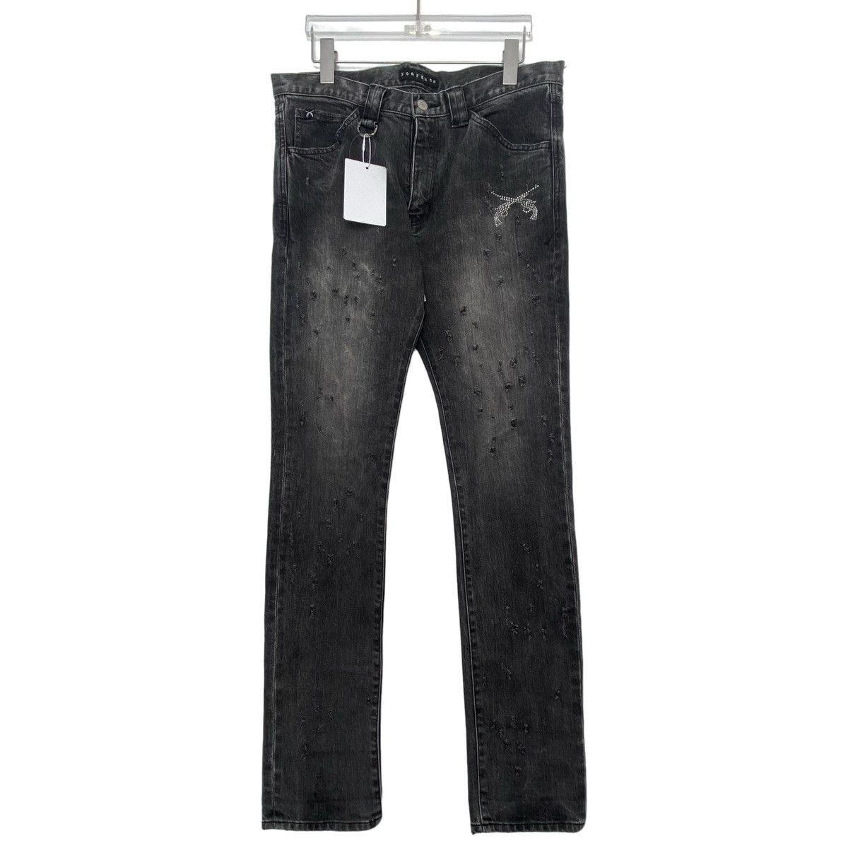 roarguns ROARGUNS Grey Ripped Jeans Men's Size L K26WX Size US 36 / EU 52 - 1 Thumbnail
