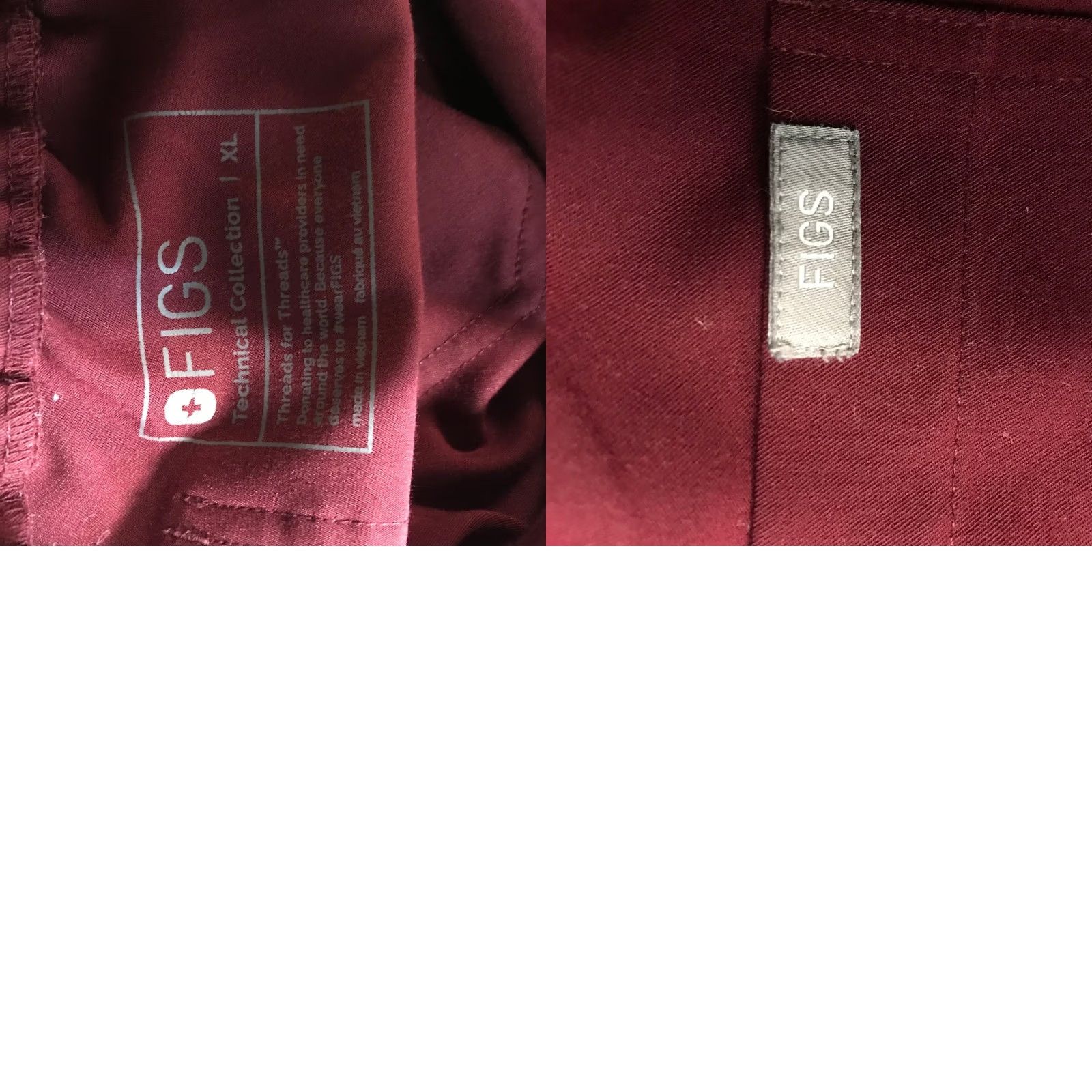 Vintage FIGS Technical Collection Scrub Pants Women's XL Burgundy Style TW2000R Size 40" / US 18 - 8 Thumbnail