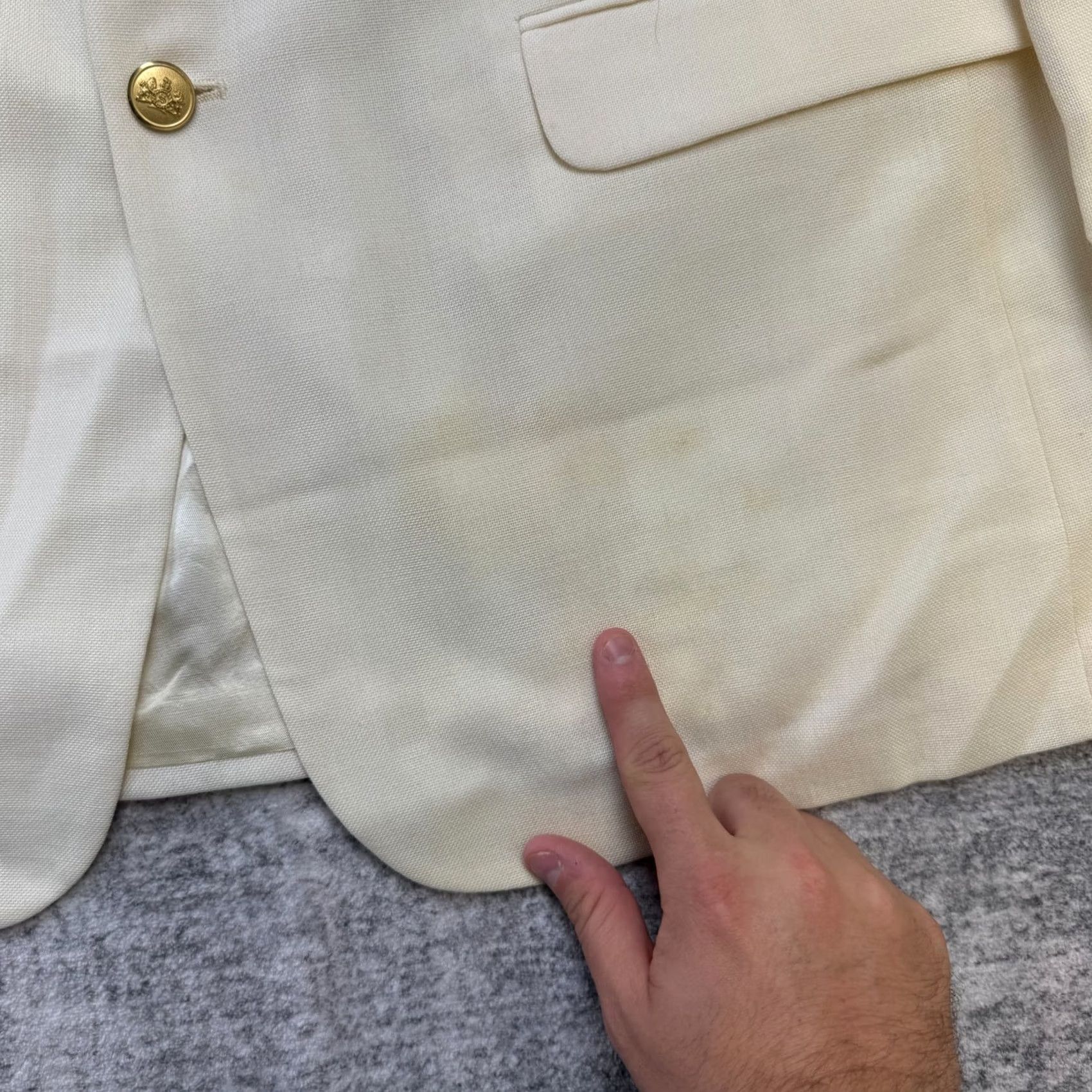 Stafford VTG Stafford Blazer Jacket Mens 44R Cream Sport Coat Coastal Golf Button READ Size 44R - 5 Thumbnail