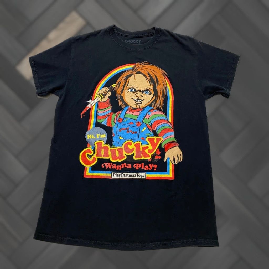 Vintage Chucky Child's Play Graphic T-Shirt Mens M Black Horror Wanna Play Size US M / EU 48-50 / 2 - 1 Thumbnail