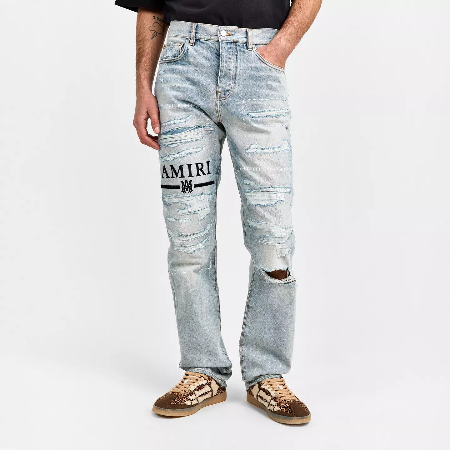 Amiri o1g2r1mq0426 Workman Straight Leg Jeans in Blue Size US 34 / EU 50 - 3 Thumbnail