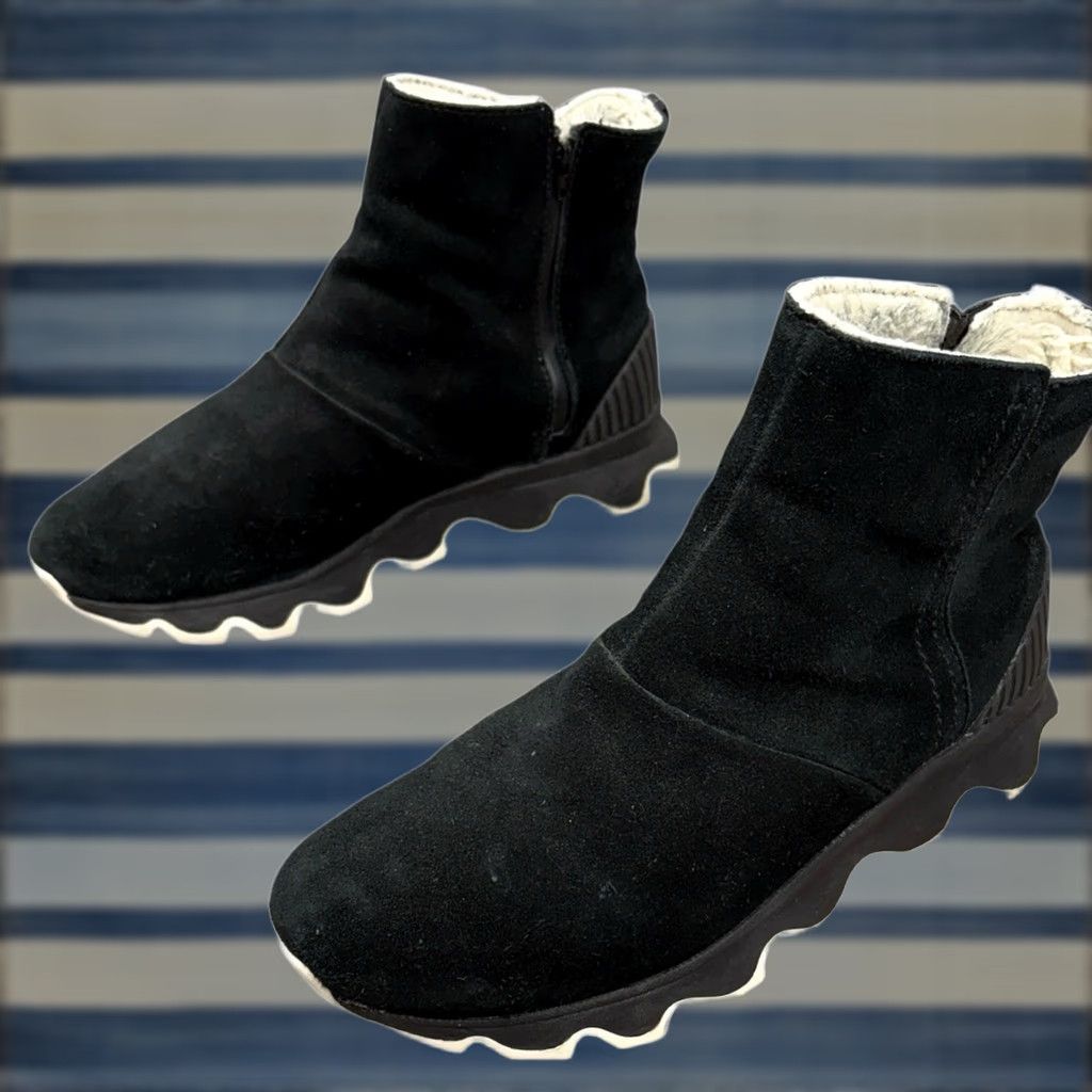 SOREL Sorel Kinetic Waterproof Winter Boots Black Women's Size 9 Bootie Suede Rubber Lining Wool Casual Outdoor ⟶ Mens? Size 28" / US 6 / IT 42 - 1 Thumbnail