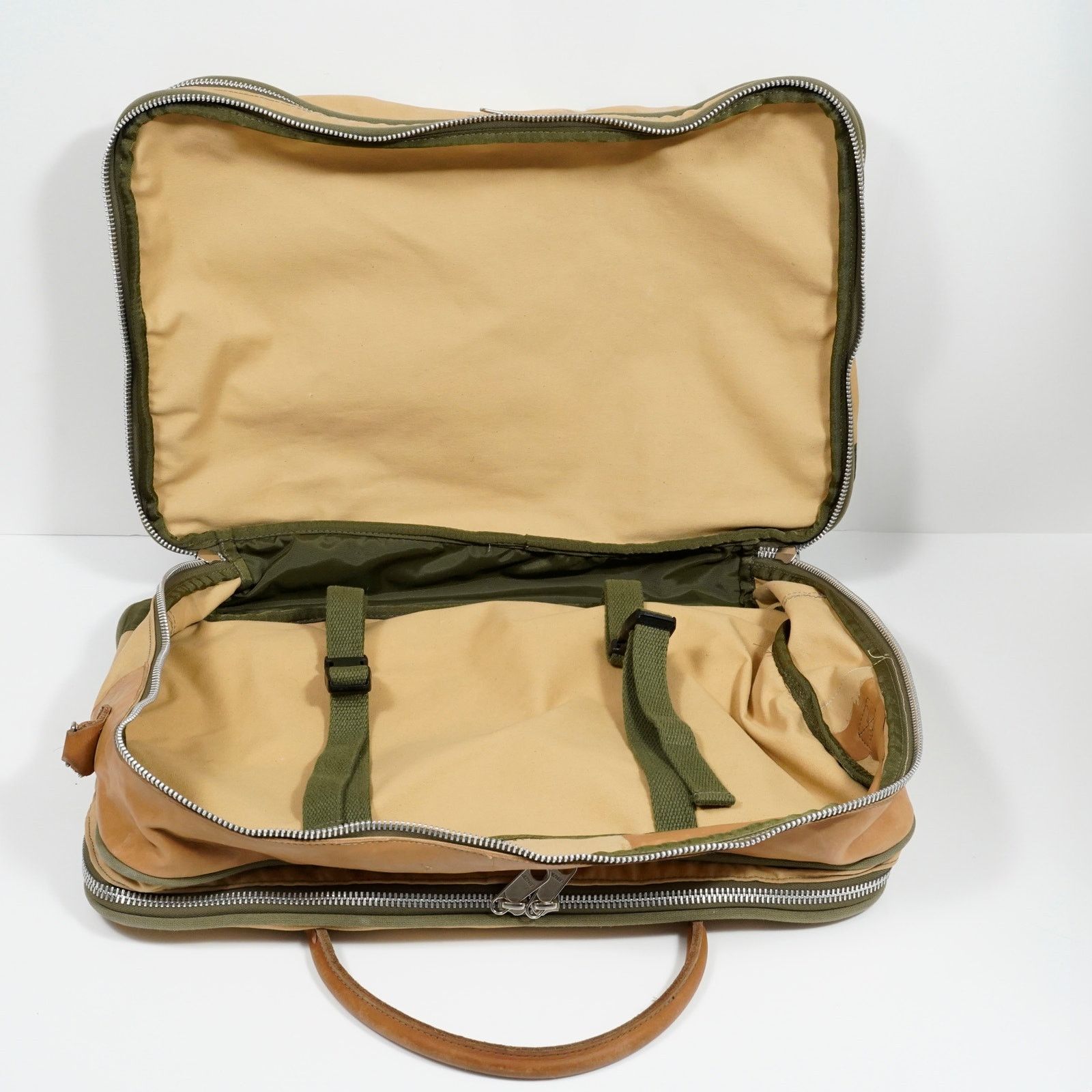 J.W. Hulme Co. VTG J.W. Hulme Co Canvas Leather Duffel Bag #4 Lenzip USA Size ONE SIZE - 6 Thumbnail