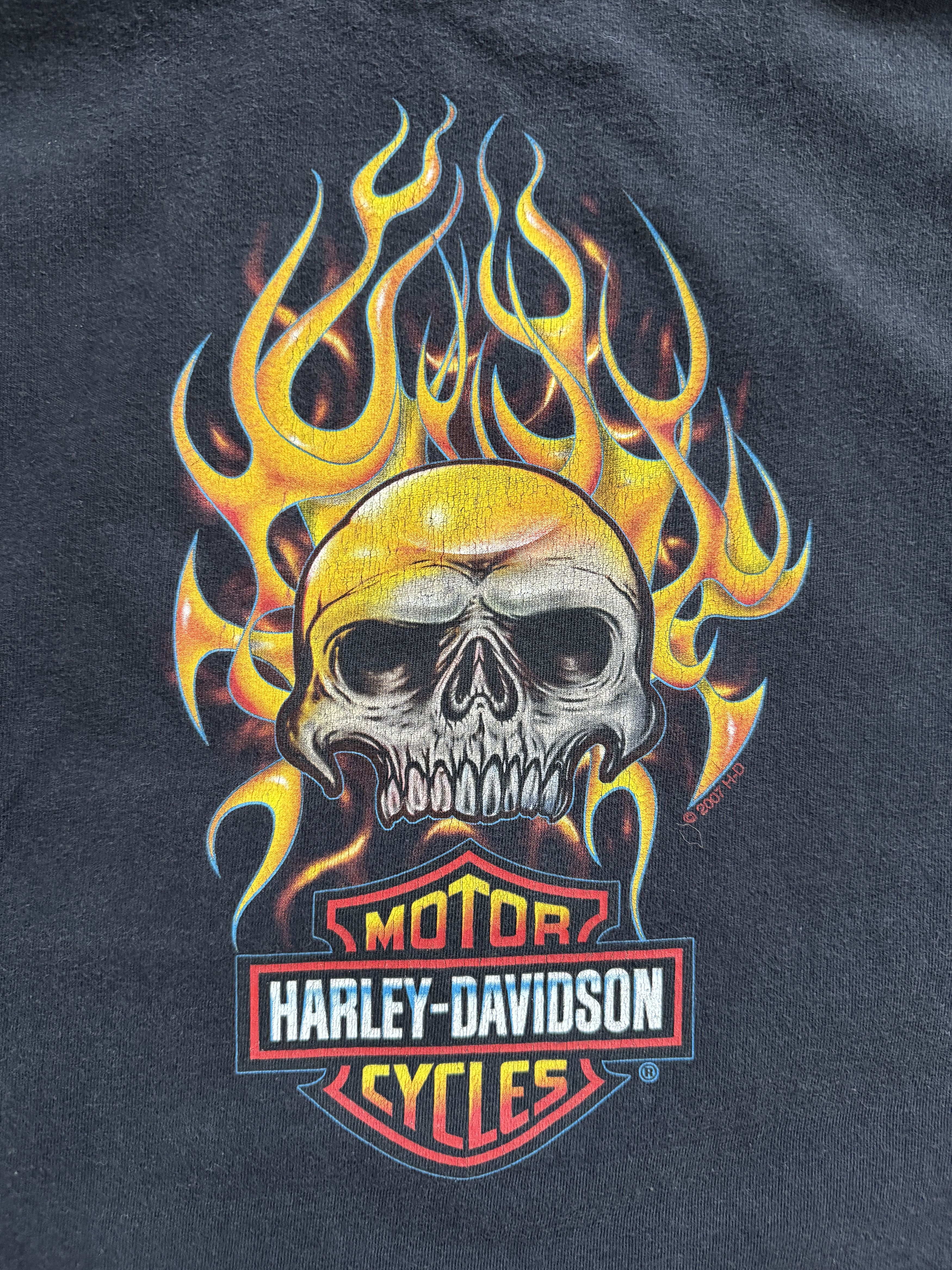 Vintage VNT Y2K Harley Davidson Flaming Skull Worn by Travis Scott Size US L / EU 52-54 / 3 - 5 Thumbnail