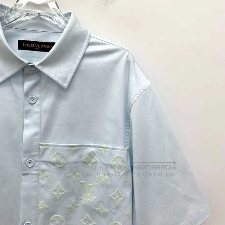 Louis Vuitton Louis Vuitton 24 light blue pocket logo embossed cotton la Size US XL / EU 56 / 4 - 3 Thumbnail