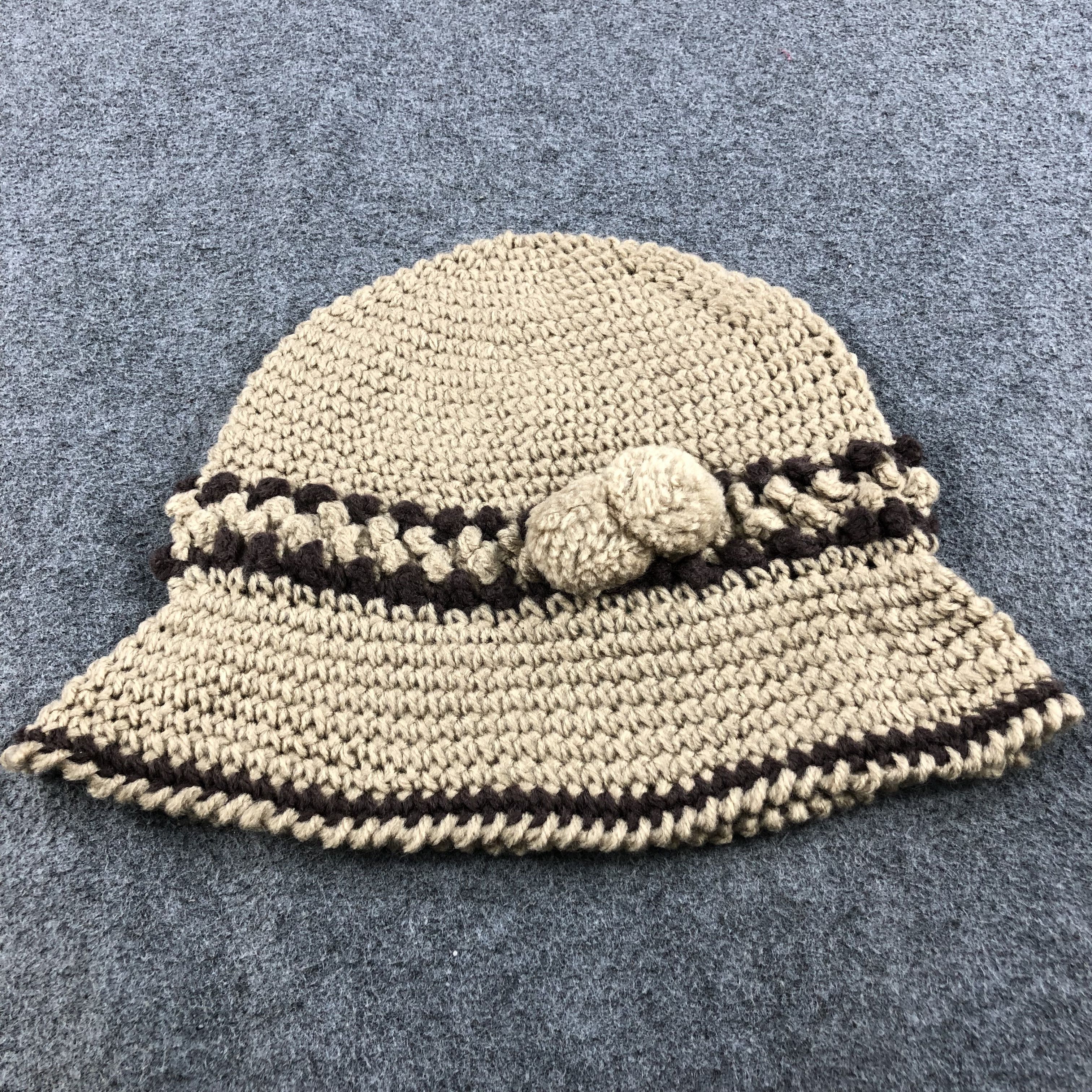 Vintage Knit Crochet Flower Bucket Hat Beanie Snowcap Snow Hat B295 Size ONE SIZE - 3 Thumbnail