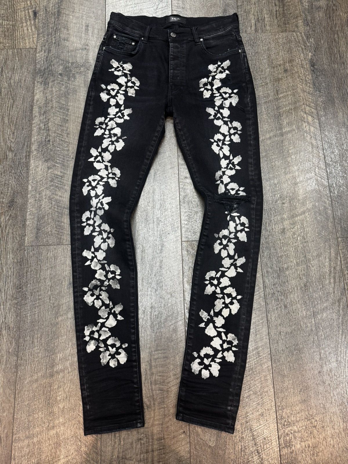 Amiri “Hibiscus Stencil” Skinny Jeans Size US 31 - 2 Thumbnail
