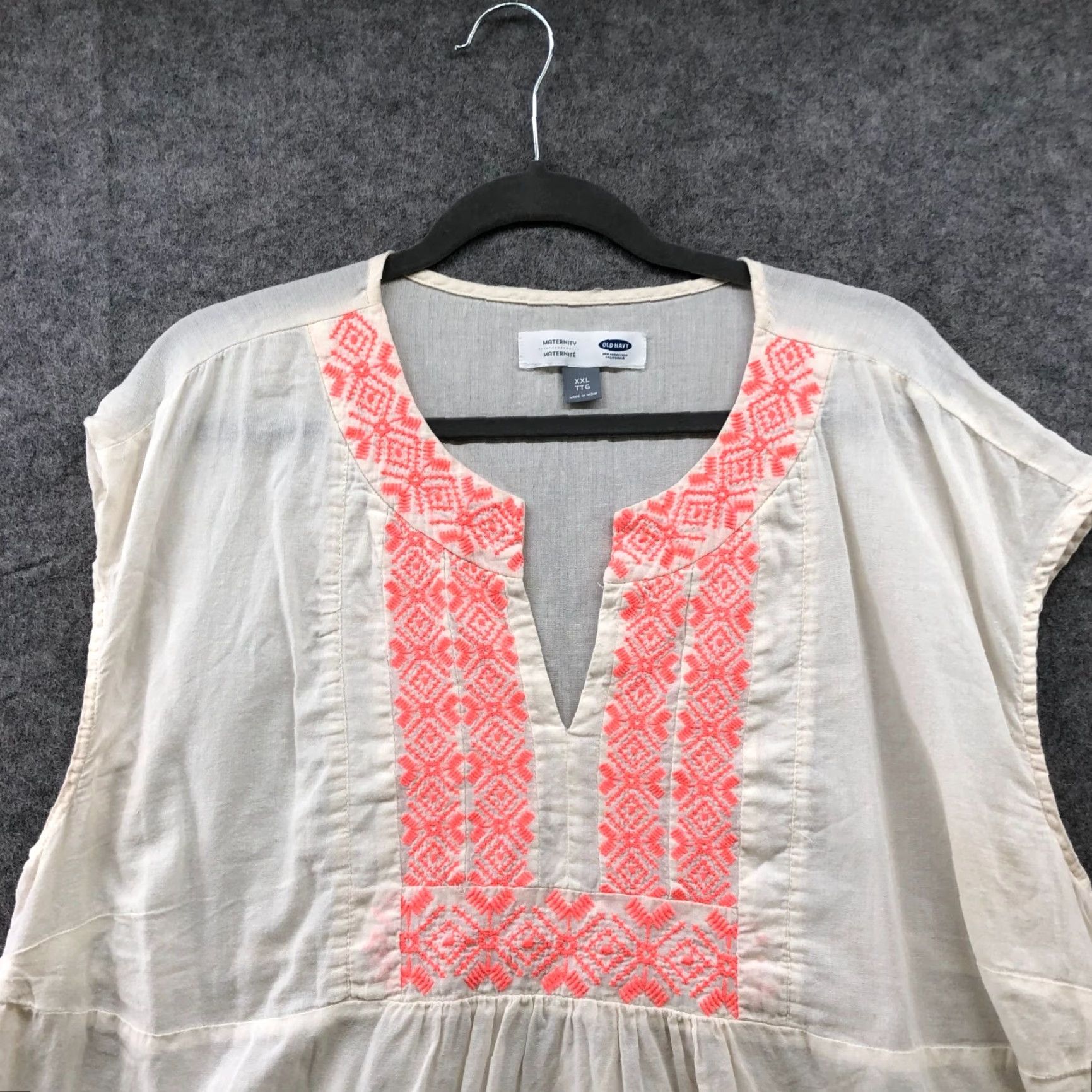 Old Navy VINTAGE Old Navy Maternity Sleeveless Blouse Womens 2XL Ivory Cotton Embroidered Bohemian Casual Summer Size XXL / US 16-18 / IT 52-54 - 3 Thumbnail