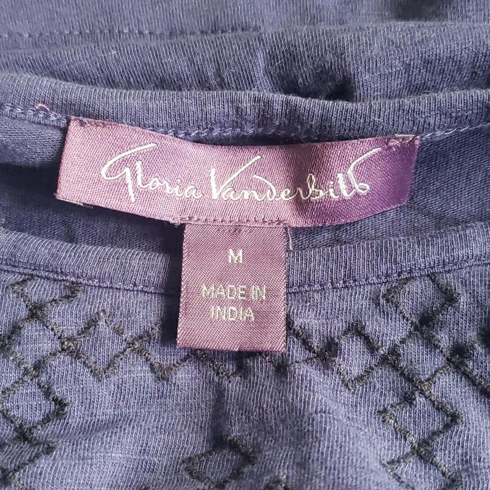 Designer CT546 Gloria Vanderbilt Ladies Short Sleeve Navy Blouse M Size M / US 6-8 / IT 42-44 - 4 Thumbnail
