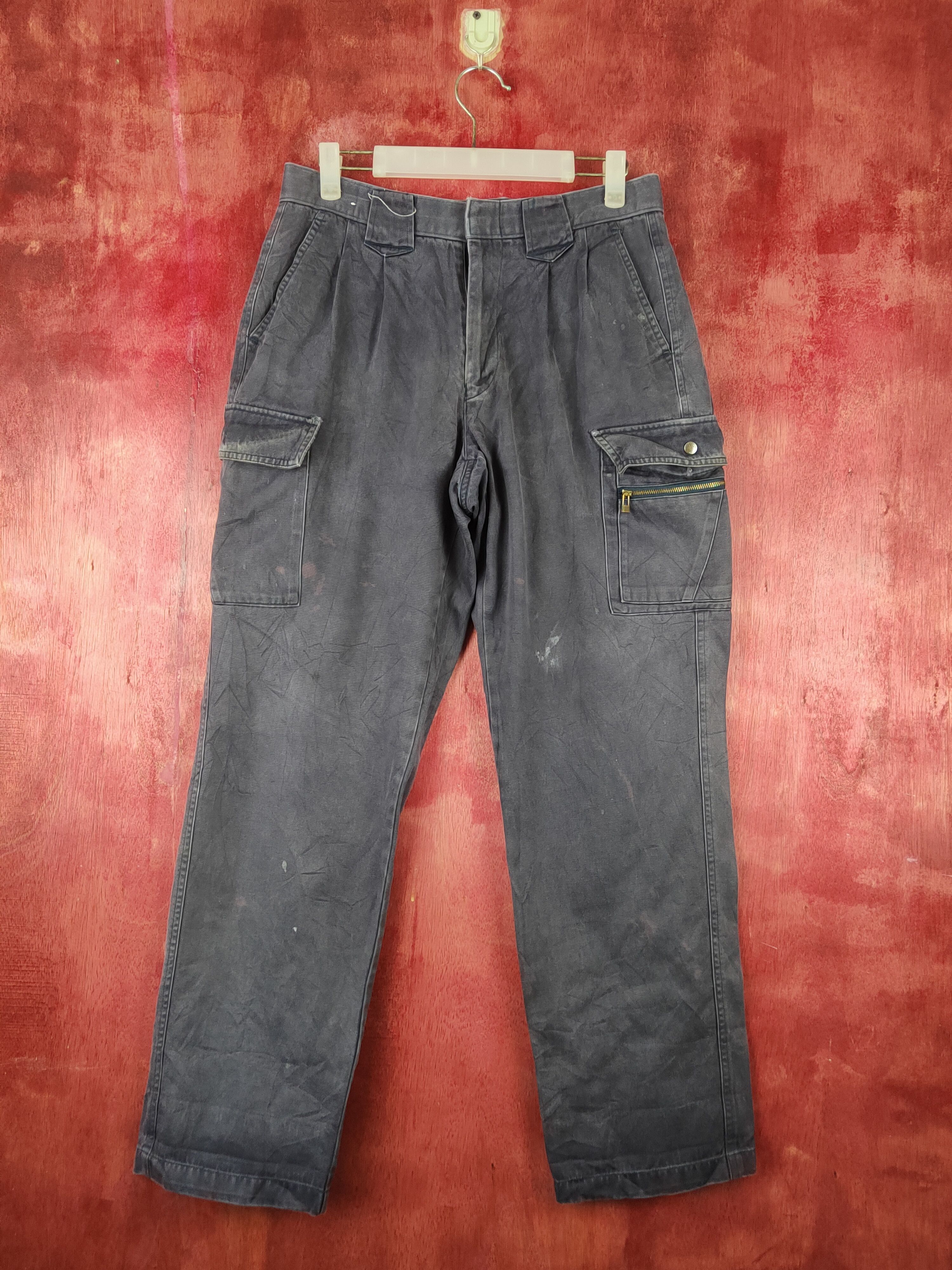 Image of Xebec Vintage Blue Faded Multipocket Cargo Pants S1432 in Dark Blue, Men's (Size 30)