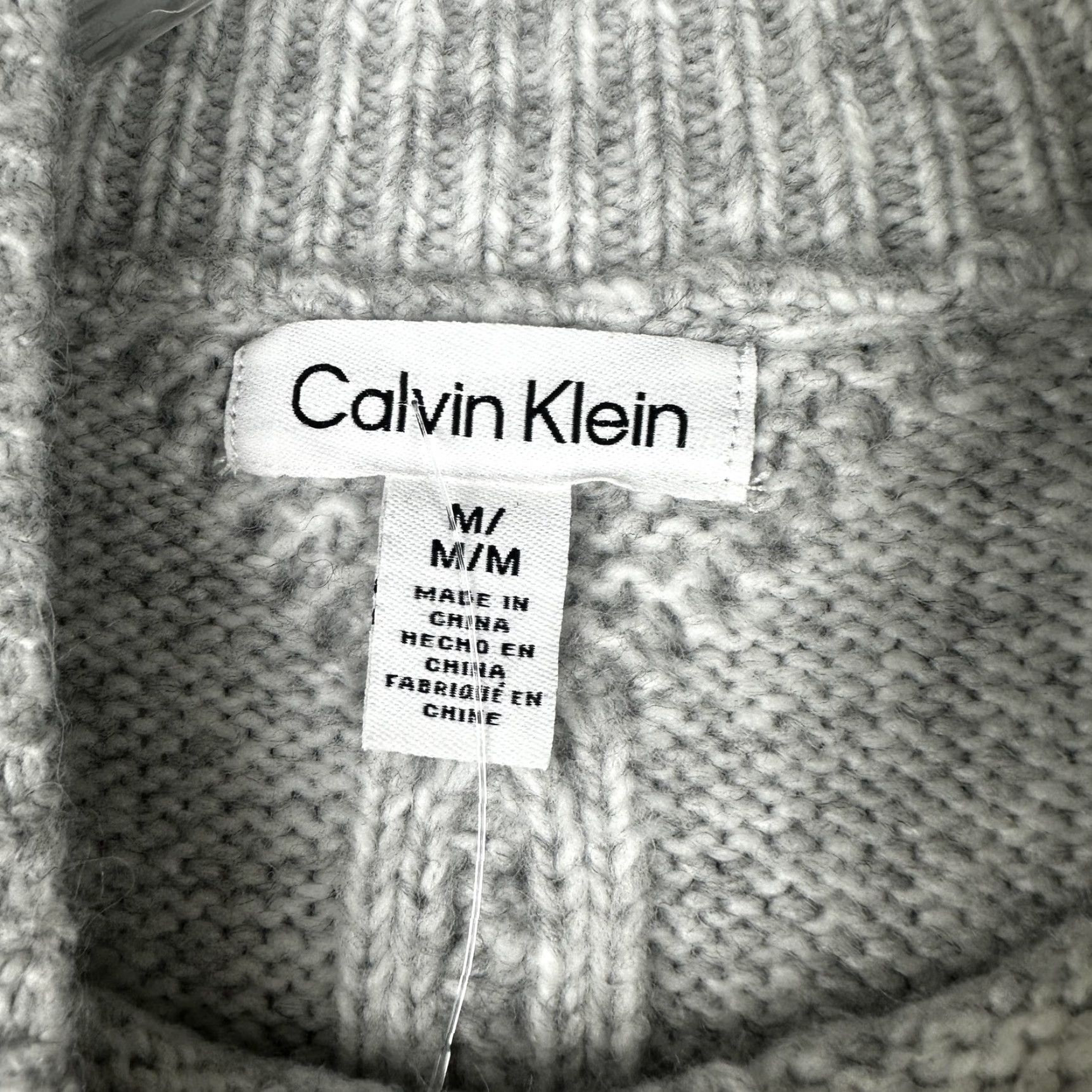 Calvin Klein Calvin Klein Sweater Womens Medium Gray Mist Cable Knit Pullover Mock Neck Soft Size M / US 6-8 / IT 42-44 - 3 Thumbnail