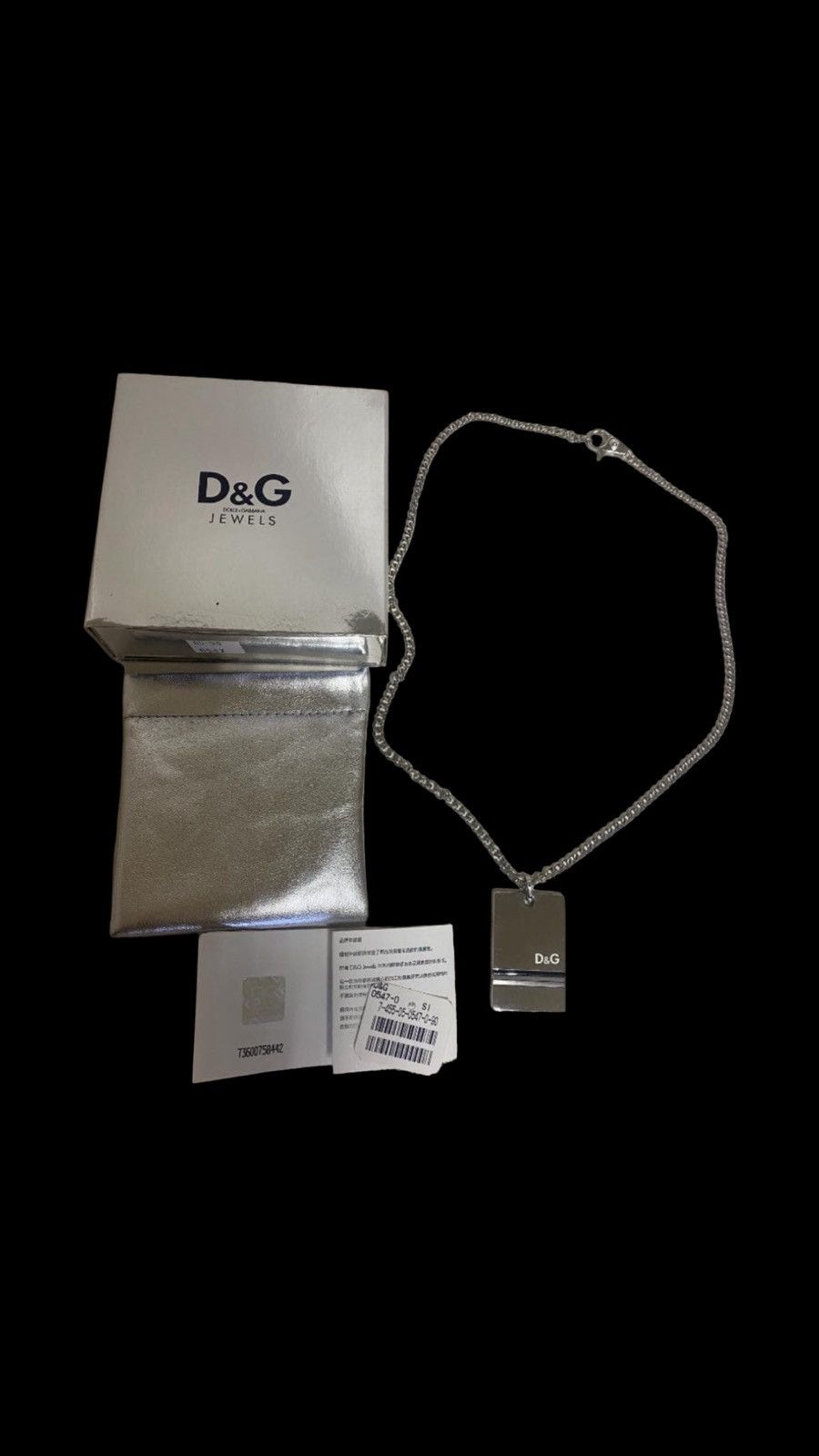 Dolce & Gabbana D&G Dolce & Gabbana Archival Dual Dog Tag Necklace - Silver Size ONE SIZE - 1 Thumbnail