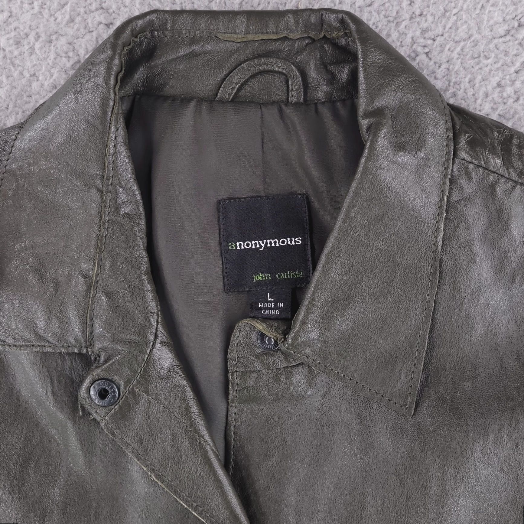 Anonymous Ism Anonymous Leather Jacket Womens L Green Dark Olive Real Genuin Jacket - Basic Style, Regular Size, No Vintage, Womens, Leather Outer Shell Size L / US 10 / IT 46 - 3 Thumbnail