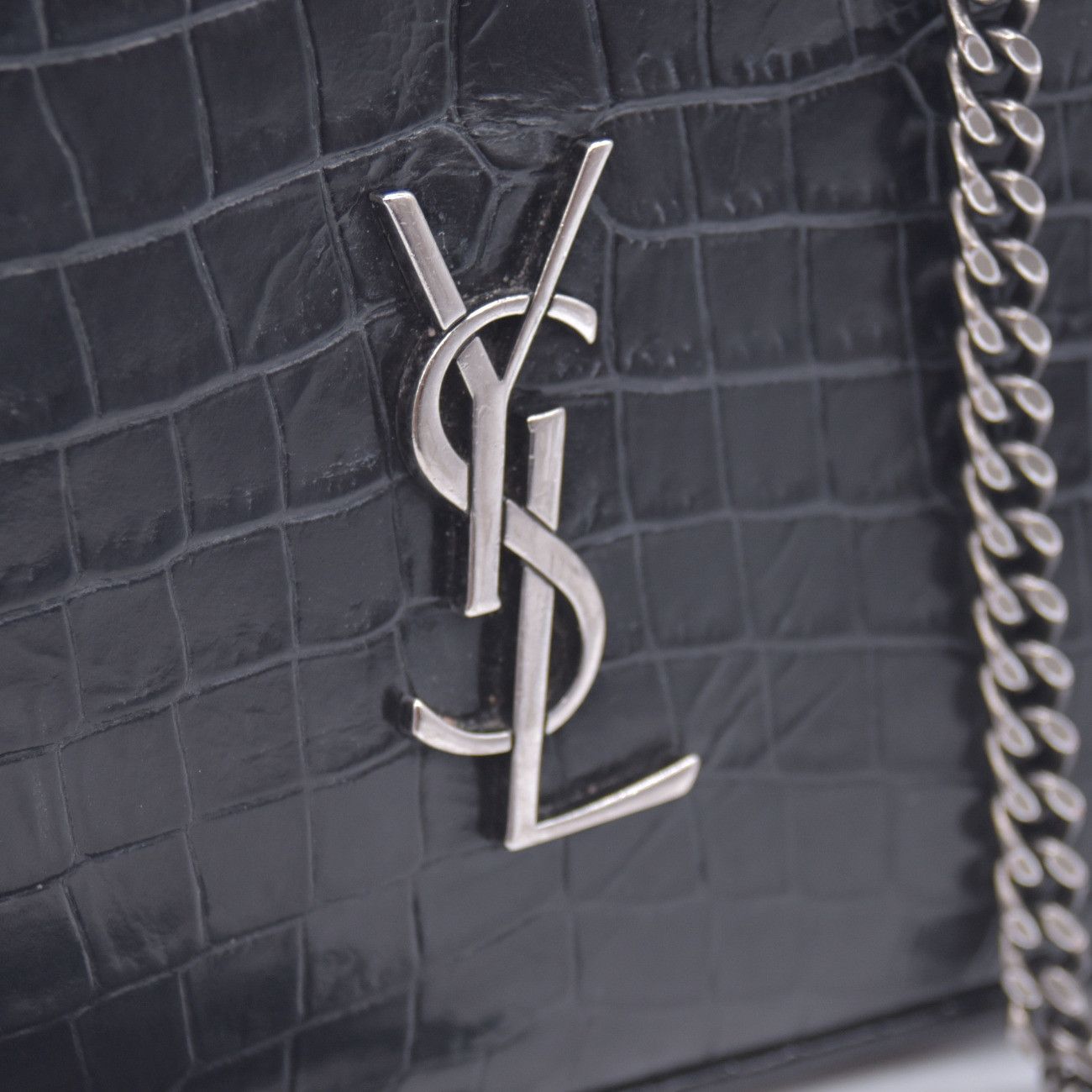 Saint Laurent Paris 2019 Saint Laurent Calfskin Crocodile Embossed Monogram Mini Size ONE SIZE - 13 Thumbnail