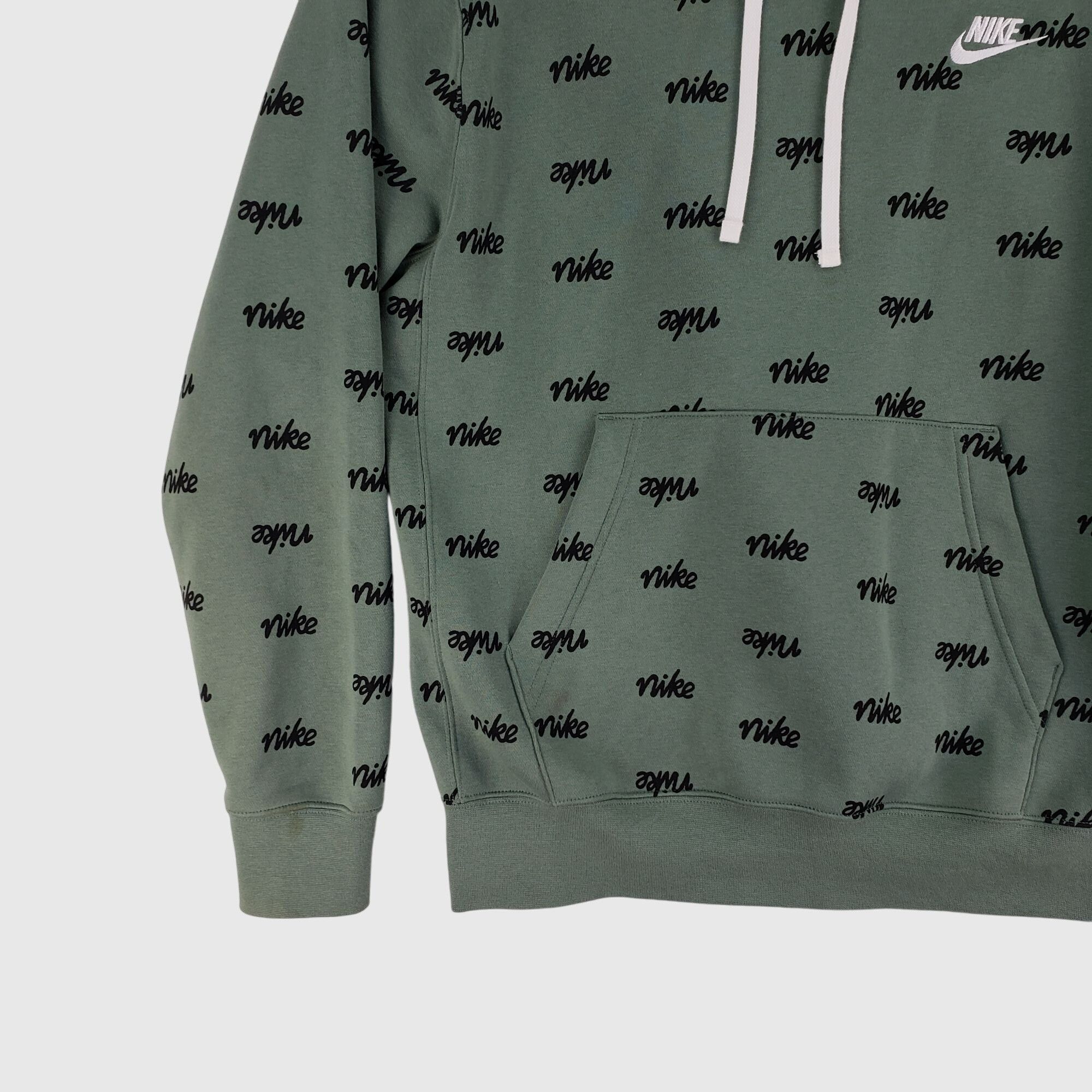 Nike Nike Green Pullover Hoodie With Logo Print & Drawstring Hood Size US M / EU 48-50 / 2 - 3 Thumbnail