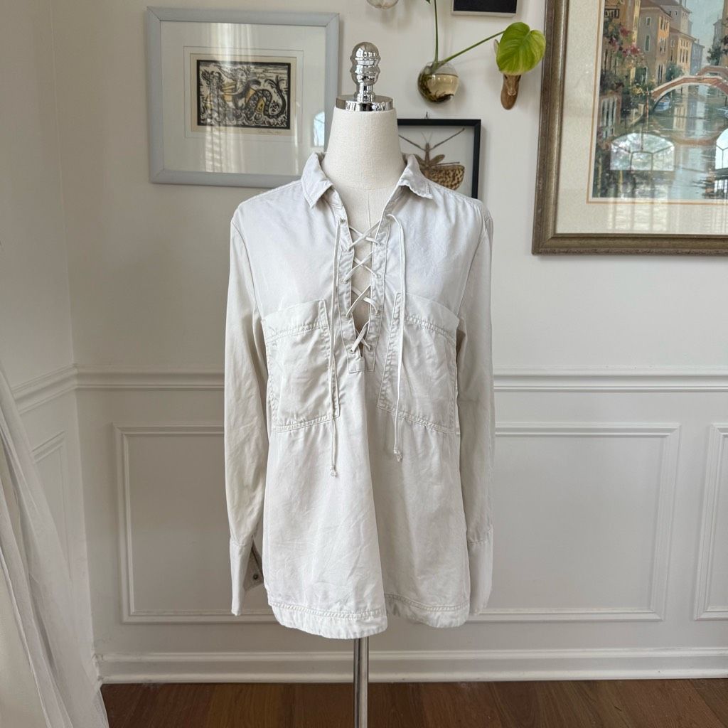 Free People Free People Under Your Spell Cream Lace Up Tunic Top $108 M Size M / US 6-8 / IT 42-44 - 2 Thumbnail