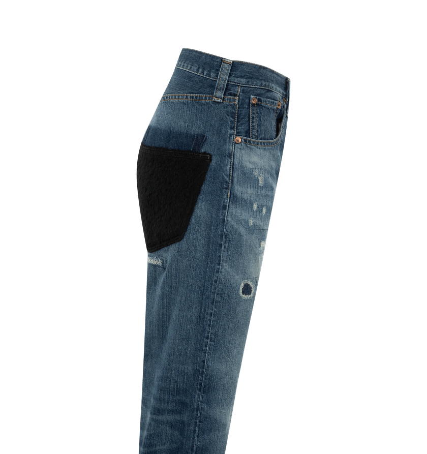 Junya Watanabe o1h1sh10525 Distressed Patch Jeans in Black Size US 32 / EU 48 - 3 Thumbnail
