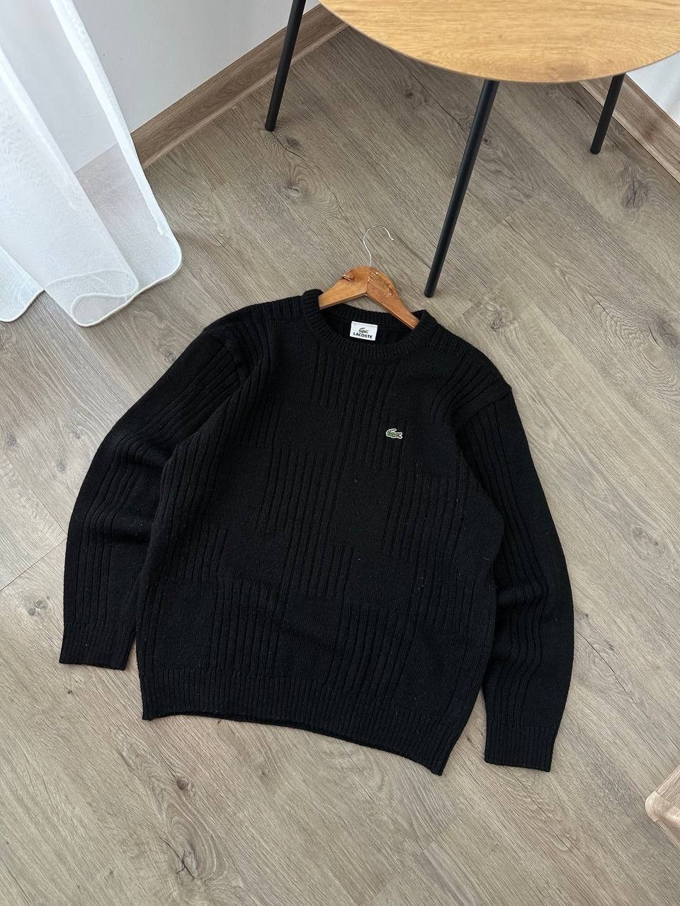 Lacoste × Vintage Vintage Lacoste Wool Black Ribbed Sweater Size US L / EU 52-54 / 3 - 4 Thumbnail