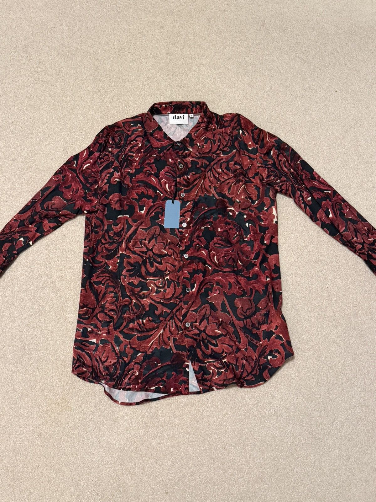 SSENSE Davi Paris Red Floral Button-Up NWT Size US M / EU 48-50 / 2 - 1 Thumbnail
